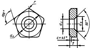 ГОСТ 19080-80 Пластины опорные сменные многогранные твердосплавные пятигранной формы. Конструкция и размеры (с Изменением N 1)